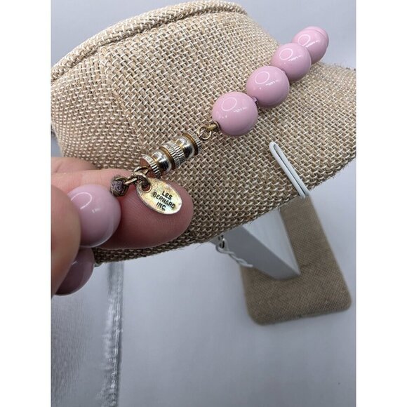 Vtg Les Bernard Inc Necklace Lt Pink‎ Graduated Lucite Beads knotted 18 Inches - Picture 6 of 9